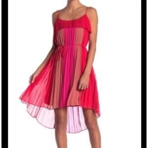 NEW Adelyn Rae Pepper Pleated Shift Dress Size Large NWT Pink Red Chiffon